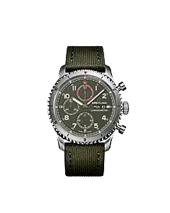 Breitling A133161A1L1X1 Aviator 8 Chronograph 43 Curtiss Warhawk Stainless Steel Military Green Dial