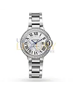 Cartier W4BB0016 Ballon Bleu Silver Flinque Sunray Dial Ladies Watch