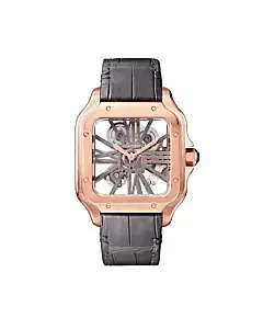 Cartier WHSA0018 Santos de Cartier Rose Gold Skeleton Dial Large