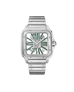 Cartier WHSA0028 Santos de Cartier Green Skeleton Dial Large