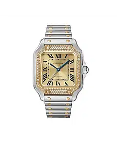 Cartier W3SA0007 Santos de Cartier Golden Sunray Dial Medium