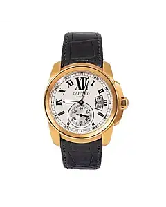 Cartier W7100009 Calibre Snailed Dial Black Strap 42mm Watch