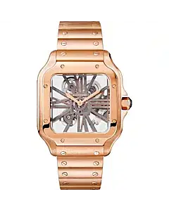 Santos De Cartier WHSA0008 Skeleton Pink Gold 39.8 mm Watch