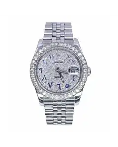 Rolex 116234 Datejust 36mm Aftermarket Diamond Dial and Bezel Jubilee Arabic-Indic Numerals Watch