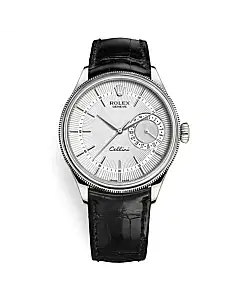 Rolex Cellini 50519 Silver Dial Leather Strap Date 39mm Mens Watch