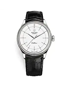 Rolex Cellini Time 50509 White Dial Leather Strap 39mm Mens Watch