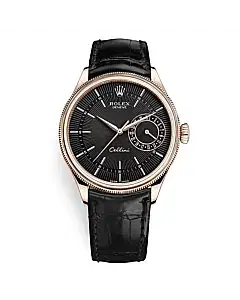 Rolex Cellini Date 50515 Black Dial Leather Strap 39mm Men's Watch