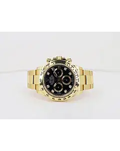 Rolex Yellow Gold Cosmograph Daytona 40 Watch - Black Diamond Dial - 116508 bkd