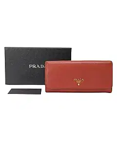 Prada Vitello Daino Red Leather Flap Continental Wallet