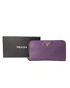 Prada Purple Leather Zip Around Continental Wallet