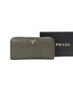 Prada Grey Zip Around Wallet