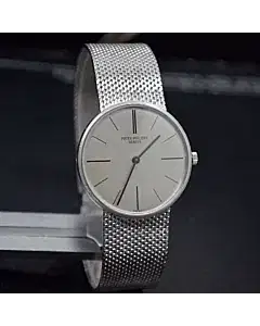 PATEK PHILIPPE CALATRAVA 18K SOLID WHITE GOLD GENEVE SILVER DIAL WRIST WATCH