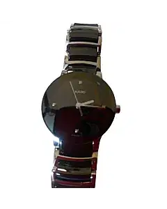 Rado Women's Swiss Centrix Diamond Accent Stainless Steel and Black Ceramic Bracelet