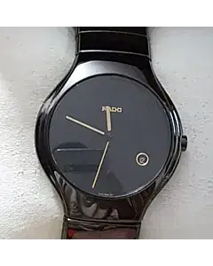 Rado True Ceramic Black Dial Date Mens Quartz Watch