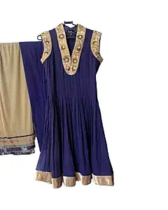 Rohit Bal Navy Blue & Golden Border Salwar Kameez