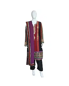 Ritu Kumar Black & Burg Chamba Aari Suit Set