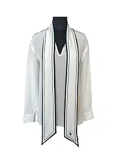 Ralph Lauren Mulberry Silk Stripe Tie-Neck Shirt