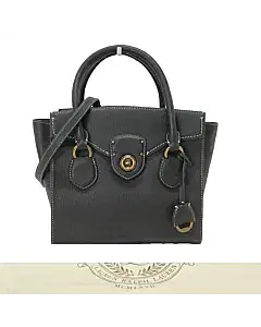Ralph Lauren Black Leather Top Handle Bag With Strap