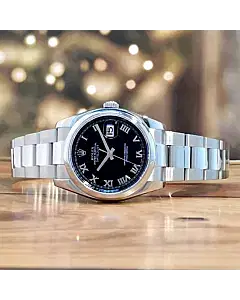 Rolex Datejust 36 Steel Black Roman Numerals Complete Set