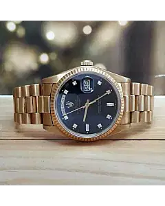 Rolex President Day-Date 36 MM Black Dial Watch