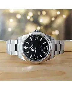 Rolex Explorer Black Mark II Dial 39MM Stainless Steel Watch Full Set