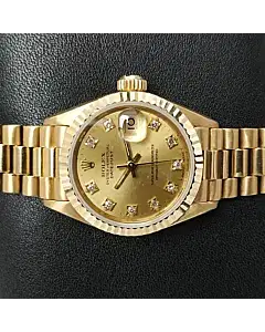 Rolex President Lady-Datejust Yellow Gold Diamond Dial Ladies Watch