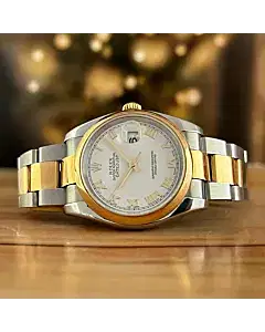 Rolex Datejust 36 Steel Yellow Gold White Roman Dial
