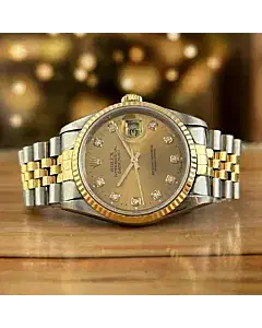 Rolex Datejust 36MM Steel and Gold Diamond Dial Automatic