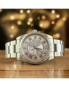 Rolex Air King 34mm Steel Concentric Silver Dial Automatic Watch