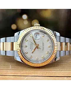 Rolex Datejust 41MM Steel and Yellow Gold Diamond Dial Automatic
