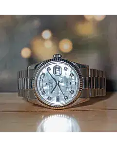 Rolex Day Date 36 MM MOP Diamond Dial White Gold Automatic