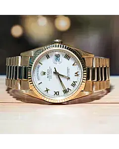 Rolex Day-Date 36 MM Yellow Gold White Dial Automatic