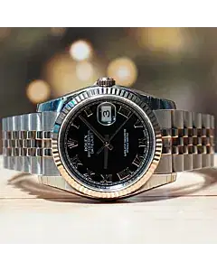 Rolex Datejust 36MM Black Roman Numeral Dial Watch