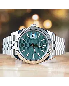 Rolex Datejust 41 MM Steel Jubilee Strap With Green Motif Dial Full Set 2024