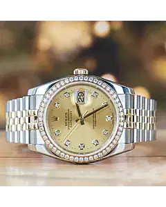 Rolex Datejust 36 MM Oystersteel and Yellow Gold champagne Diamond Dial Jubilee Bracelet
