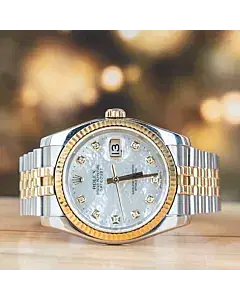 Rolex Datejust 36 Steel & Gold With MOP Diamond Dial