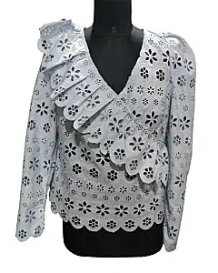 Self Portrait Floral Broderie Frill Top