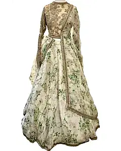 Sabyasachi Floral Pastel And Green Lehenga