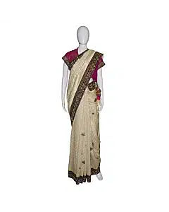 Sabyasachi Beige And Blue Embroidered Saree