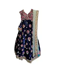 Sabyasachi Blue Velvet Lehenga