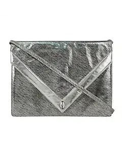 Salvatore Ferragamo Silver Envelope Clutch