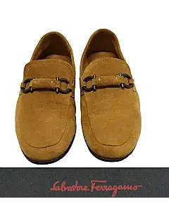 Salvatore Ferragamo Yellow Sander Suede Penny Loafers