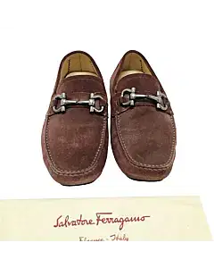Salvatore Ferragamo Dark Suede Parigi Gancini Driver Loafer