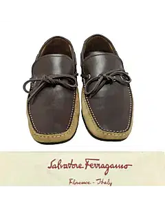 Salvatore Ferragamo Brown and Tan Suede Knot Loafers