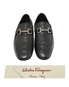 Salvatore Ferragamo Black Leather Gancini Bit Loafers