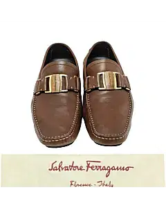 Salvatore Ferragamo Brown Leather Sardegna Driving Loafers