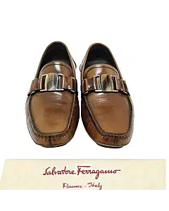 Salvatore Ferragamo Brown Shades Leather Sardegna Driving Loafers