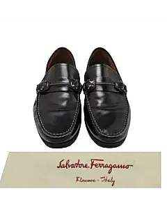 Salvatore Ferragamo Black Leather Driving Loafers