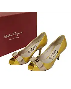 Salvatore Ferragamo Patent Leather Vara Bow Peep Toe Pumps