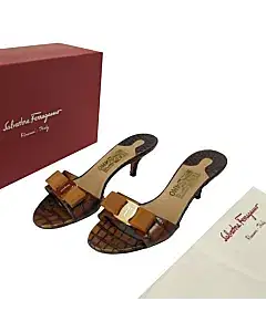 Salvatore Ferragamo Croc Glory Bow Slide Sandal